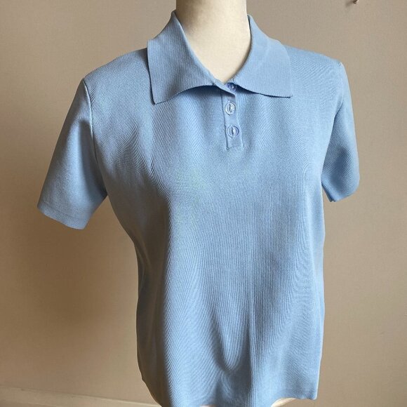 HILARY MacMillan BNWT Ribbed Top Polo Large Button - Picture 2 of 8